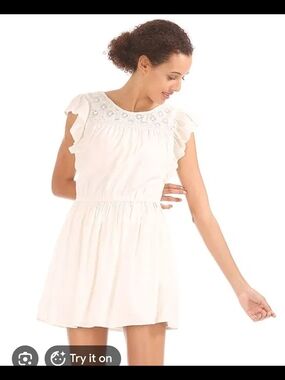 Aeropostale White Ruffled Eyelet Yoke Dress